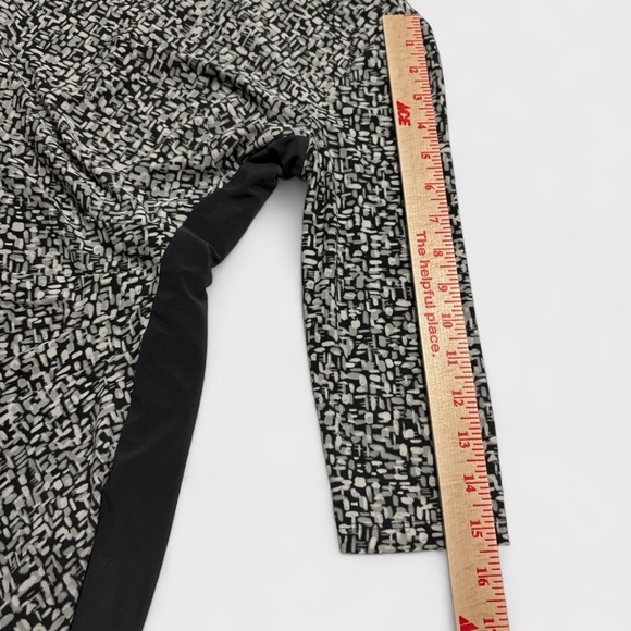 LRL Ralph Lauren Sheath Dress Size 2P Charcoal White Ruched Lined Jersey Stretch - Picture 10 of 16